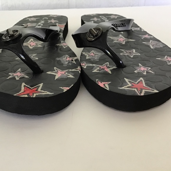 COACH ABBIGAIL BLACK STAR PATTERN FLIP FLOPS 5/6 - Picture 12 of 12